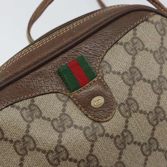GUCCI GG Supreme Web Sherry Line Bag PVC Beige Gold 156 02 066 Auth ep12301