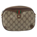 GUCCI GG Supreme Web Sherry Line Bag PVC Beige Gold 156 02 066 Auth ep12301-2