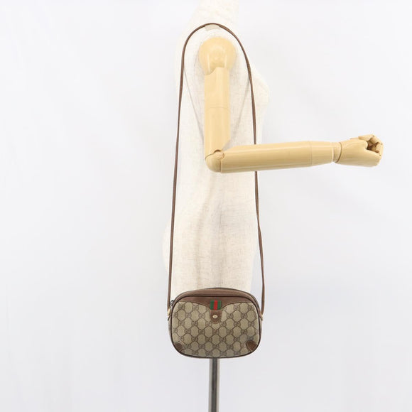 GUCCI GG Supreme Web Sherry Line Bag PVC Beige Gold 156 02 066 Auth ep12301