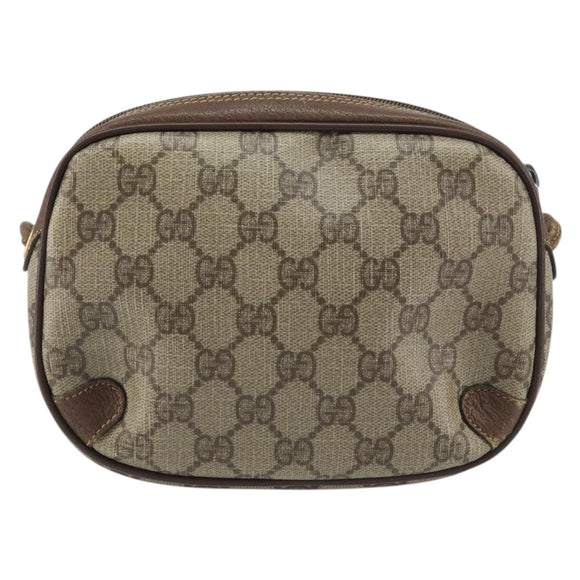 GUCCI GG Supreme Web Sherry Line Bag PVC Beige Gold 156 02 066 Auth ep12301