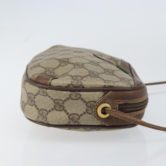GUCCI GG Supreme Web Sherry Line Bag PVC Beige Gold 156 02 066 Auth ep12301