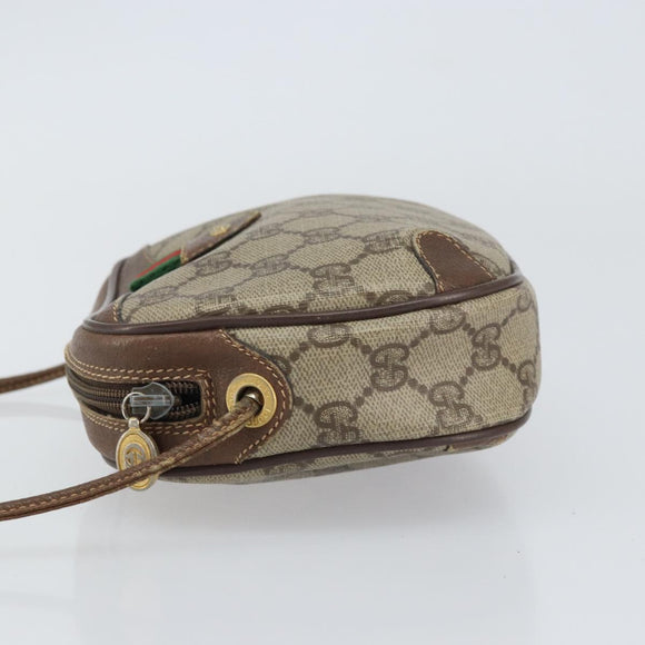 GUCCI GG Supreme Web Sherry Line Bag PVC Beige Gold 156 02 066 Auth ep12301