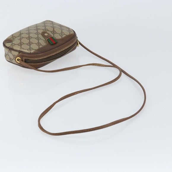 GUCCI GG Supreme Web Sherry Line Bag PVC Beige Gold 156 02 066 Auth ep12301