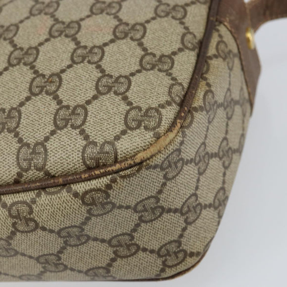 GUCCI GG Supreme Shoulder Bag PVC Beige Gold Auth ep12302