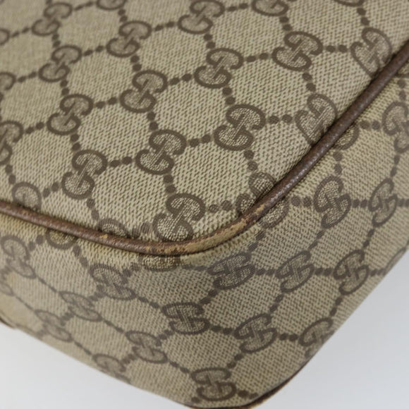 GUCCI GG Supreme Shoulder Bag PVC Beige Gold Auth ep12302