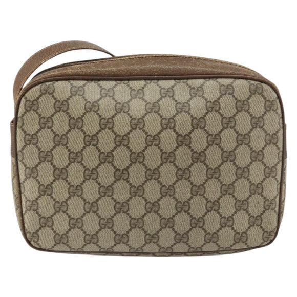 GUCCI GG Supreme Shoulder Bag PVC Beige Gold Auth ep12302