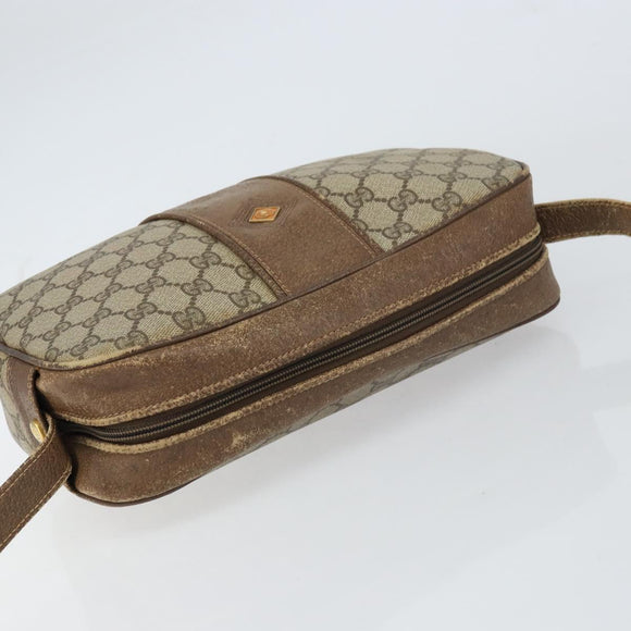 GUCCI GG Supreme Shoulder Bag PVC Beige Gold Auth ep12302