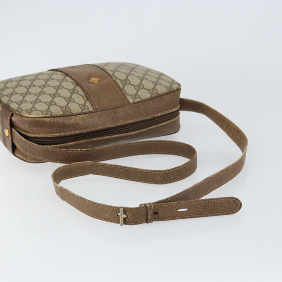 GUCCI GG Supreme Shoulder Bag PVC Beige Gold Auth ep12302