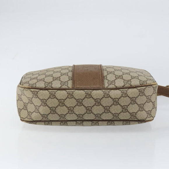 GUCCI GG Supreme Shoulder Bag PVC Beige Gold Auth ep12302