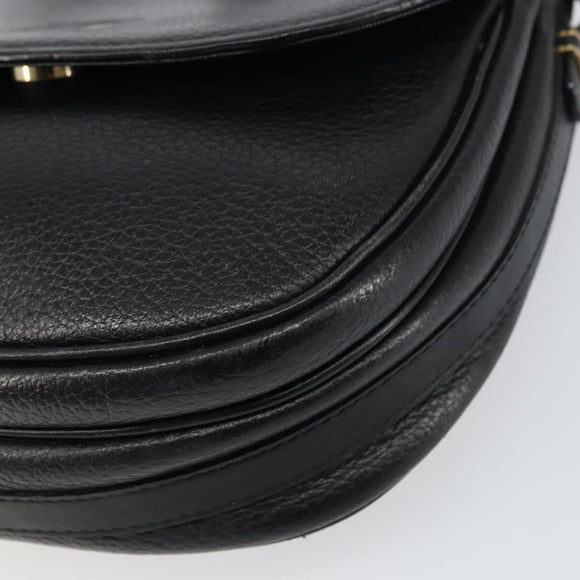 Burberrys Shoulder Bag Leather Black Gold Auth ep12303