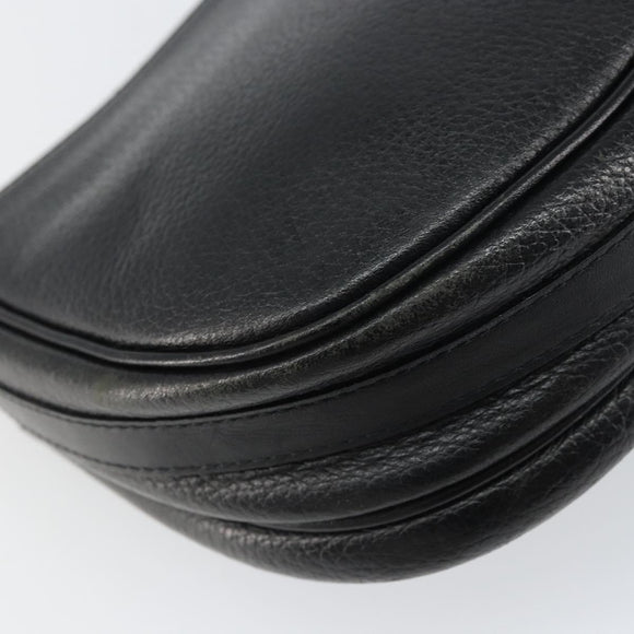 Burberrys Shoulder Bag Leather Black Gold Auth ep12303