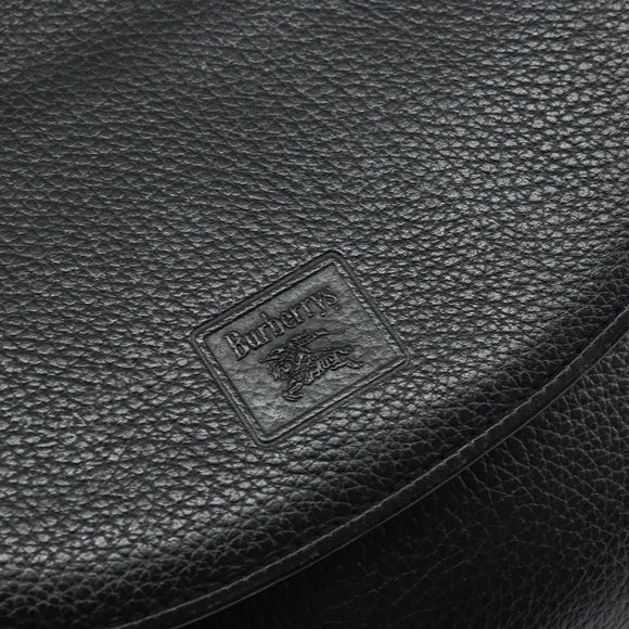 Burberrys Shoulder Bag Leather Black Gold Auth ep12303