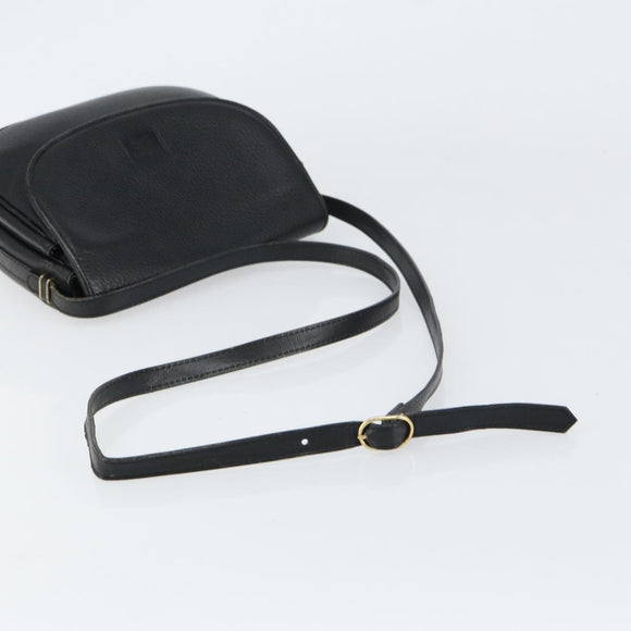 Burberrys Shoulder Bag Leather Black Gold Auth ep12303