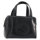GUCCI Hand Bag Enamel Black Silver 000 1274 0505 Auth ep12304-1