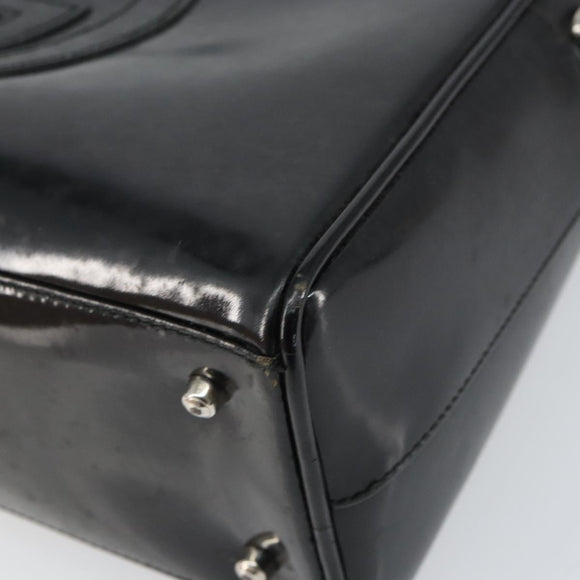 GUCCI Hand Bag Enamel Black Silver 000 1274 0505 Auth ep12304