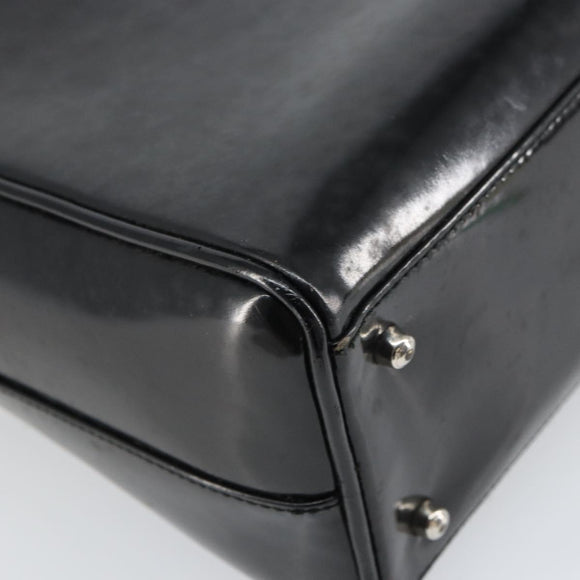 GUCCI Hand Bag Enamel Black Silver 000 1274 0505 Auth ep12304