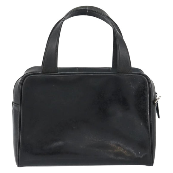 GUCCI Hand Bag Enamel Black Silver 000 1274 0505 Auth ep12304