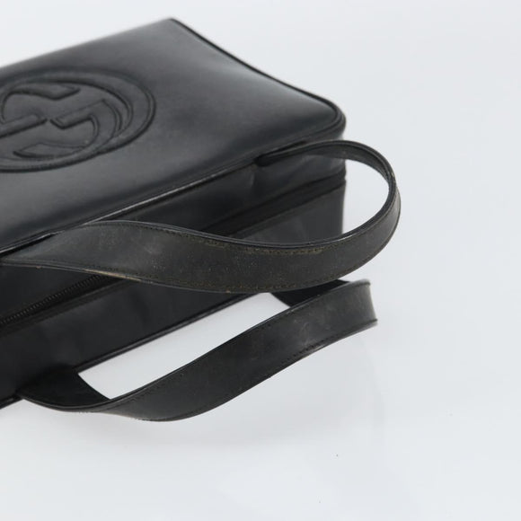 GUCCI Hand Bag Enamel Black Silver 000 1274 0505 Auth ep12304