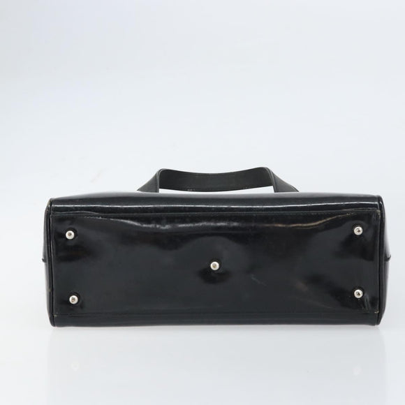 GUCCI Hand Bag Enamel Black Silver 000 1274 0505 Auth ep12304