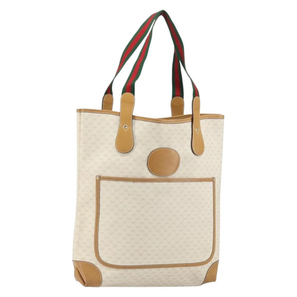 GUCCI Micro GG Supreme Web Sherry Line Tas PVC Wit 002 904 0223 Auth ep12306