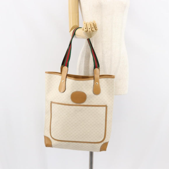 GUCCI Micro GG Supreme Web Sherry Line Tas PVC Wit 002 904 0223 Auth ep12306