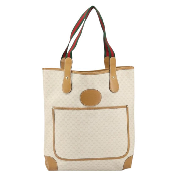 GUCCI Micro GG Supreme Web Sherry Line Tas PVC Wit 002 904 0223 Auth ep12306