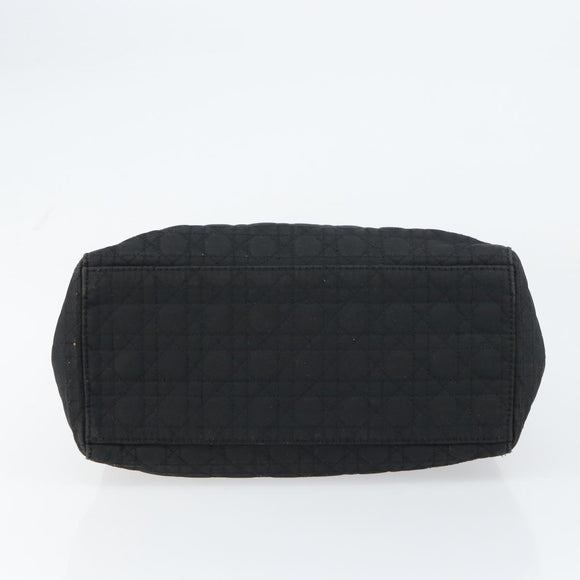 Christian Dior Lady Dior Canage Hand Bag Nylon Black Gold Auth ep12307