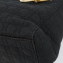 Christian Dior Lady Dior Canage Hand Bag Nylon Black Gold Auth ep12307-15