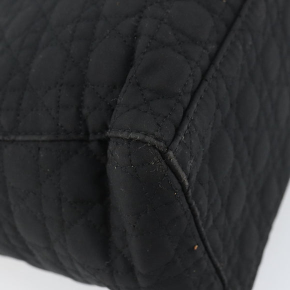 Christian Dior Lady Dior Canage Hand Bag Nylon Black Gold Auth ep12307