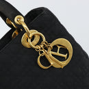 Christian Dior Lady Dior Canage Hand Bag Nylon Black Gold Auth ep12307-18