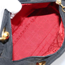 Christian Dior Lady Dior Canage Hand Bag Nylon Black Gold Auth ep12307-11