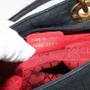 Christian Dior Lady Dior Canage Hand Bag Nylon Black Gold Auth ep12307-12