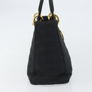 Christian Dior Lady Dior Canage Hand Bag Nylon Black Gold Auth ep12307-3