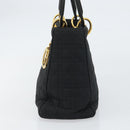 Christian Dior Lady Dior Canage Hand Bag Nylon Black Gold Auth ep12307-4