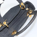 Christian Dior Lady Dior Canage Hand Bag Nylon Black Gold Auth ep12307-6