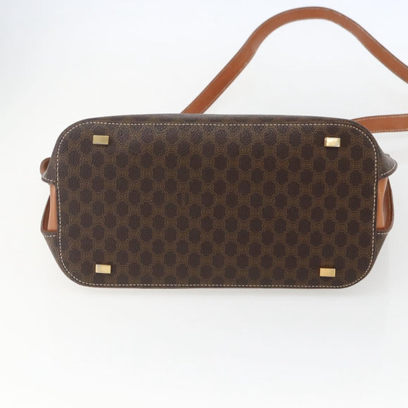 CELINE Macadam Canvas Hand Bag PVC Leather 2way Brown Gold Auth ep12312