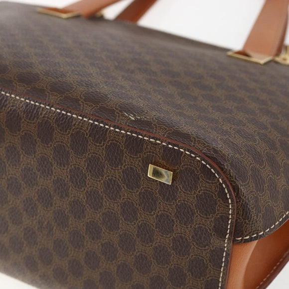 CELINE Macadam Canvas Hand Bag PVC Leather 2way Brown Gold Auth ep12312