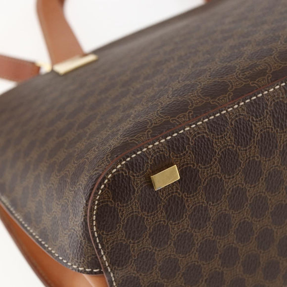 CELINE Macadam Canvas Hand Bag PVC Leather 2way Brown Gold Auth ep12312