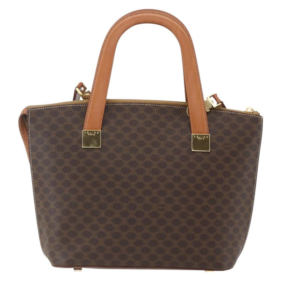 CELINE Macadam Canvas Hand Bag PVC Leather 2way Brown Gold Auth ep12312