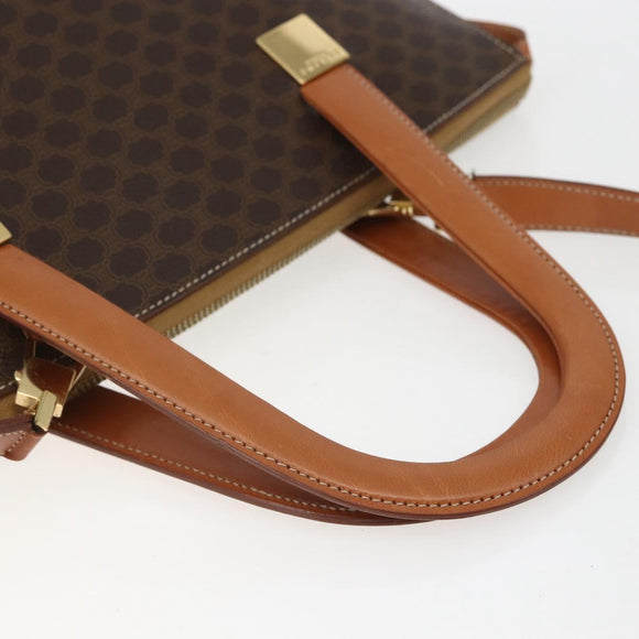 CELINE Macadam Canvas Hand Bag PVC Leather 2way Brown Gold Auth ep12312
