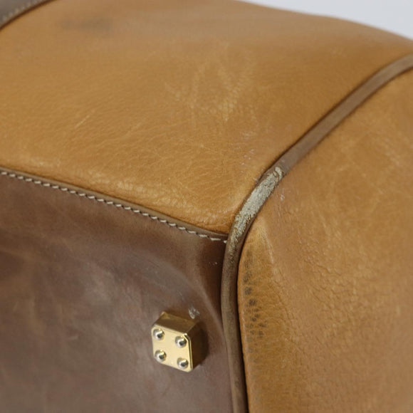 LOEWE Anagram Boston Bag Leather Beige Gold Auth ep12313