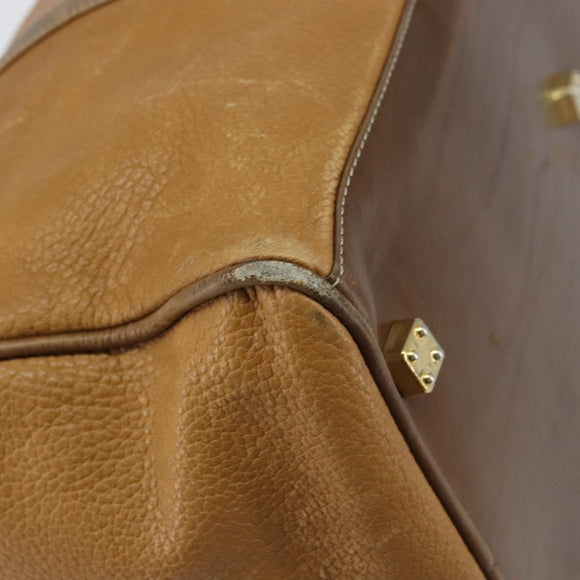 LOEWE Anagram Boston Bag Leather Beige Gold Auth ep12313