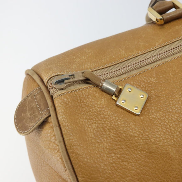 LOEWE Anagram Boston Bag Leather Beige Gold Auth ep12313