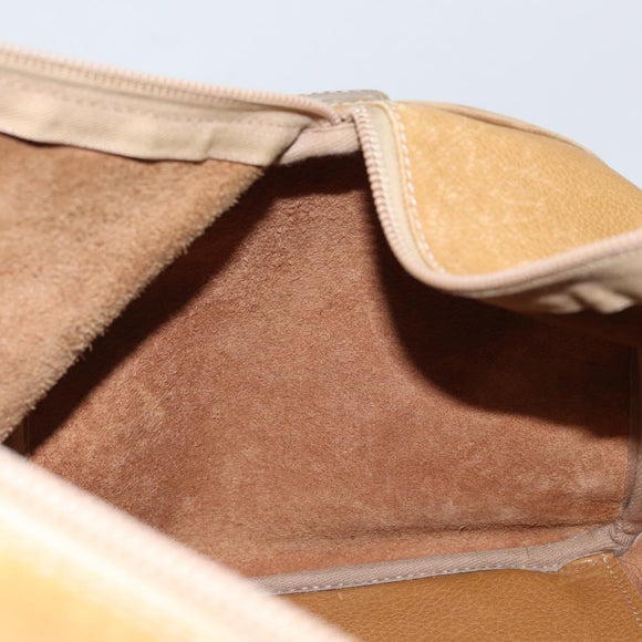 LOEWE Anagram Boston Bag Leather Beige Gold Auth ep12313