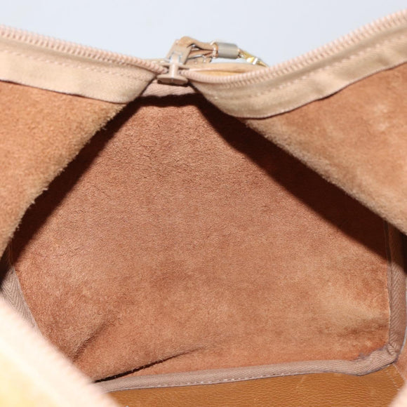 LOEWE Anagram Boston Bag Leather Beige Gold Auth ep12313