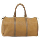 LOEWE Anagram Boston Bag Leather Beige Gold Auth ep12313-13