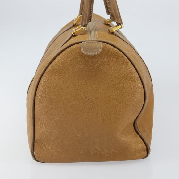 LOEWE Anagram Boston Bag Leather Beige Gold Auth ep12313