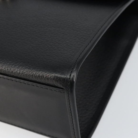 Burberrys Hand Bag Leather Black Silver Auth ep12314