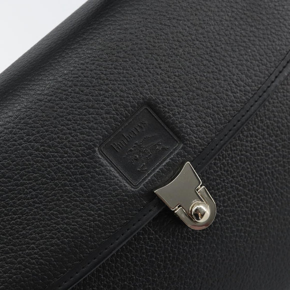 Burberrys Hand Bag Leather Black Silver Auth ep12314