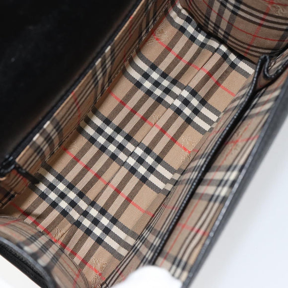 Burberrys Hand Bag Leather Black Silver Auth ep12314